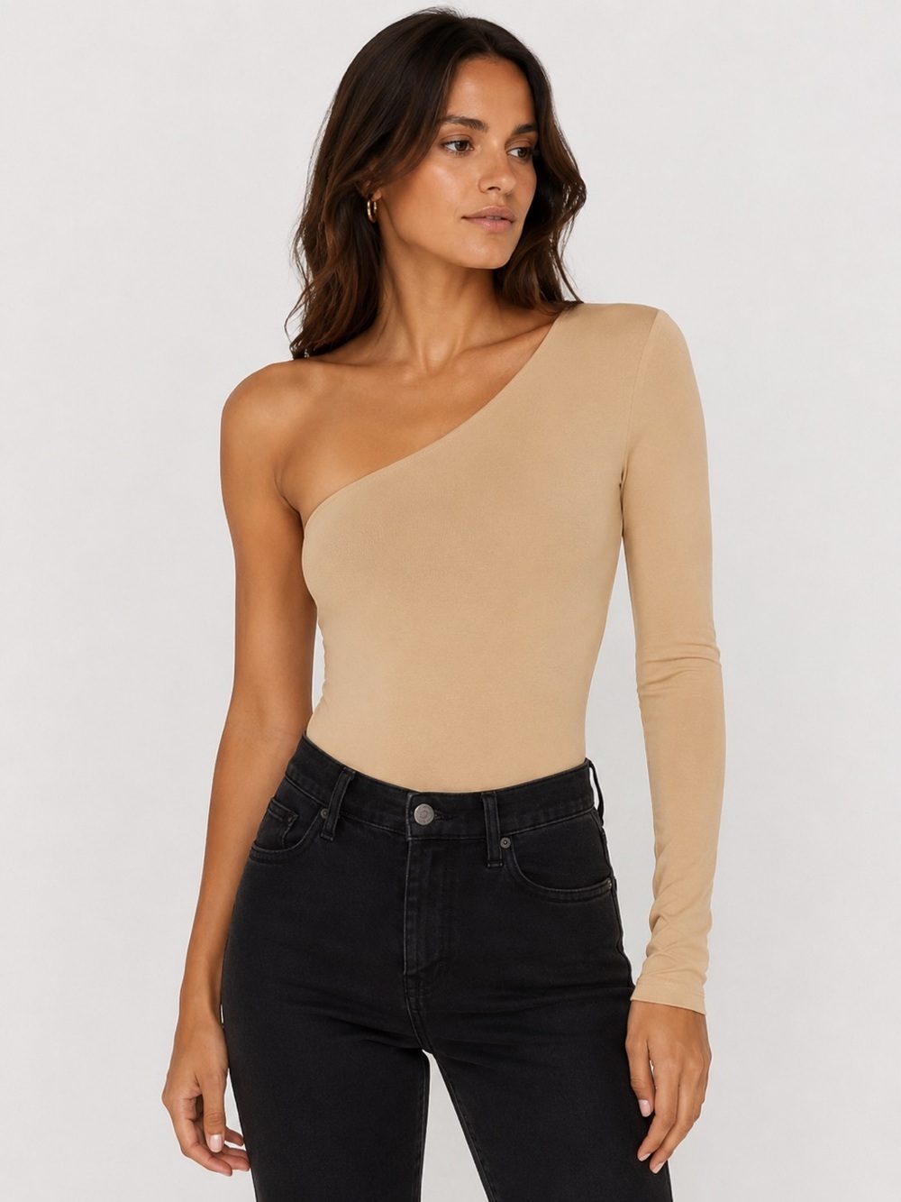 LPA x REVOLVE One Shoulder Thong Bodysuit Nude Tan Small